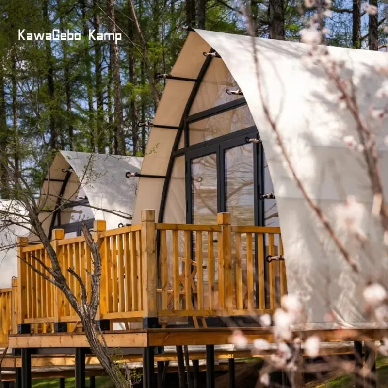 Newly Upgraded Kawagebo Kamp Outdoor Luxury Tent Waterproof Van Tent Frame Cabin With Wheel Floor Hotel Style Carriage