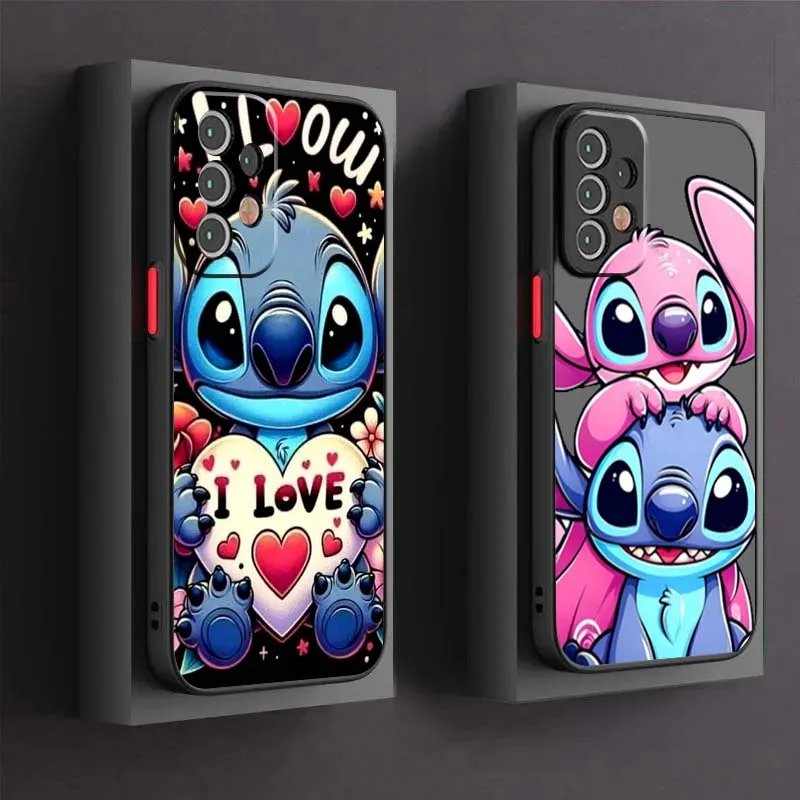 

Love Stitch Angel Cute Art Phone Case For Samsung S25 S24 S23 S22 S21 S20 S10 S9 Ultra Plus Edge FE 5G Frosted Translucent