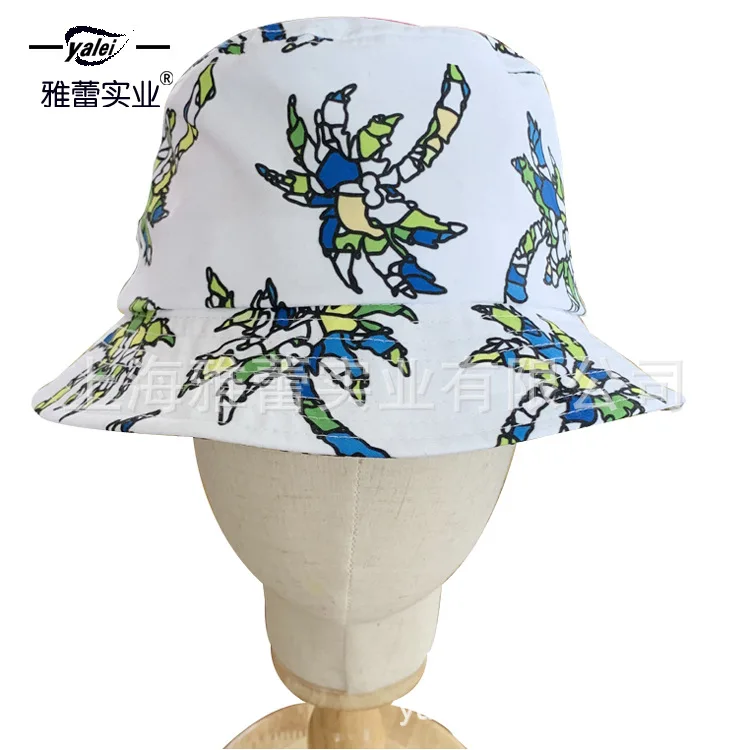 Tropical Rainforest Bucket Hat, White Summer Sun Hat, Men Outdoor Fishing Travel Beret Cap