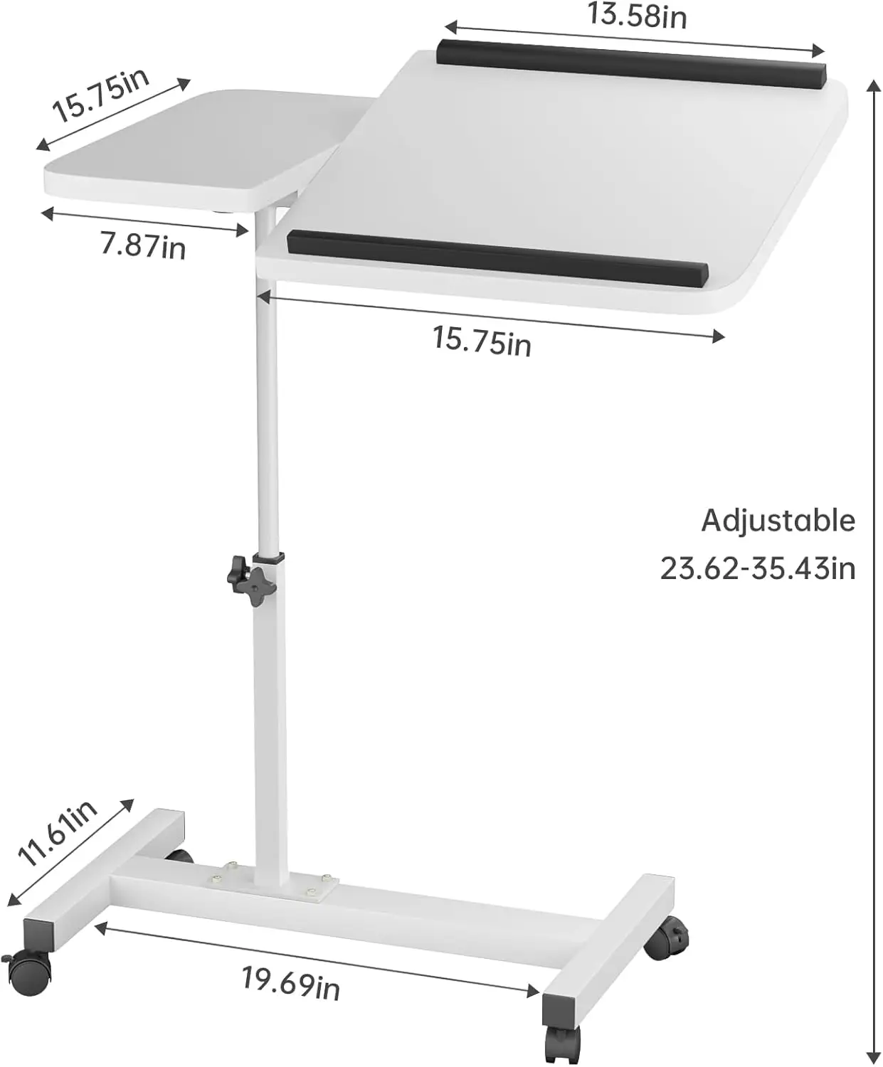 

Регулируемый столик с колесиками, белая медицинская тележка для ноутбука для больницы и дома