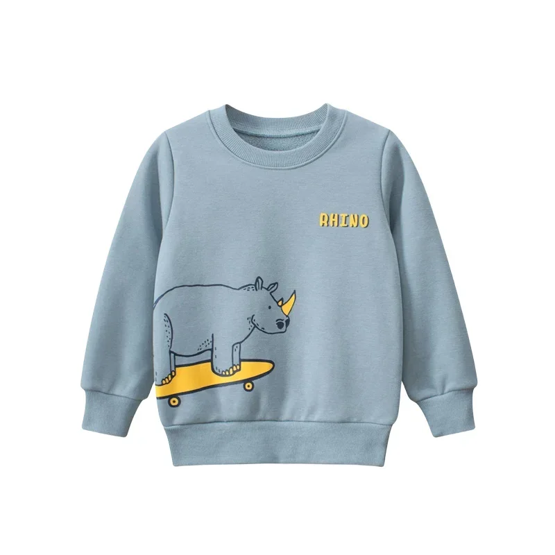 

2024 Winter New Children's Clothing Boys Sweater Shirt Plush Jumper Cartoon Round Neck Pullover Top Warm Kids Clothes Dropship