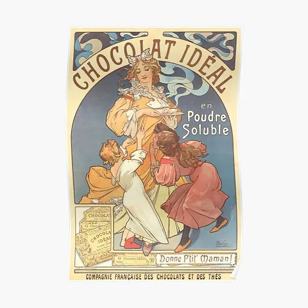 Chocolat Ideal By Alphonse Mucha High  Poster Mural Art Print Home Room Decoration Decor Modern Picture Wall Painting No Frame