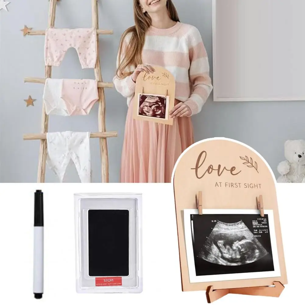 Picture Display Fame Wooden Photo Frame for Expectant Baby Sonogram Picture Keepsake Gift Pregnancy Announcement Desktop