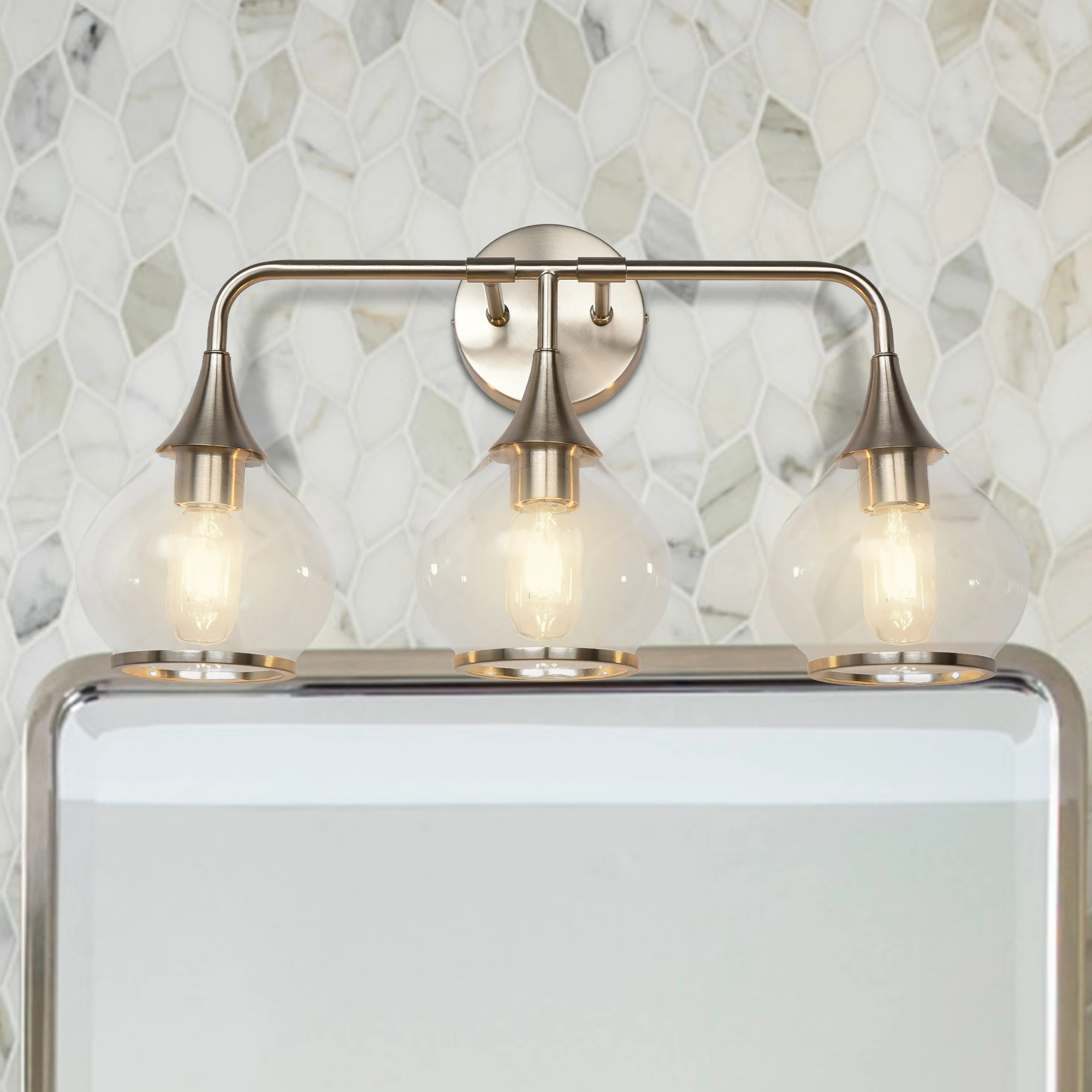 

Modern Vanity Light, 3-Light Bathroom Light Fxiture with Glass Shades,Bathroom Light Over Mirror for Bedroom