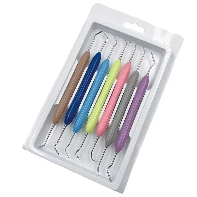 7pcs Dental Composite Resin Filling Spatula Aesthetic Restoration Resin Filler Set Stailess Steel Restoration Spatula