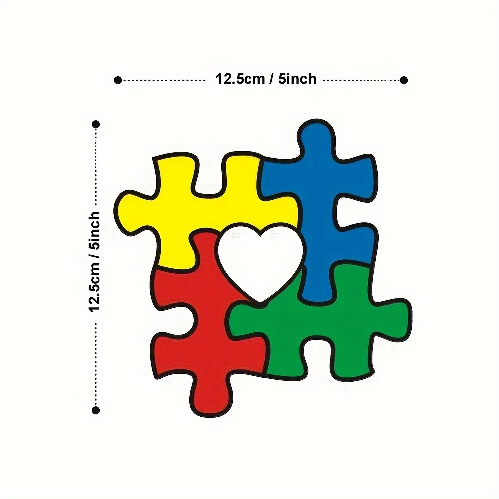 1pc 12.6x12.4cm 5x5inch Autism Heart Puzzle Sticker Decal for Car Notebook Tablet Backpack Book Window Wall Waterproof Sunproof
