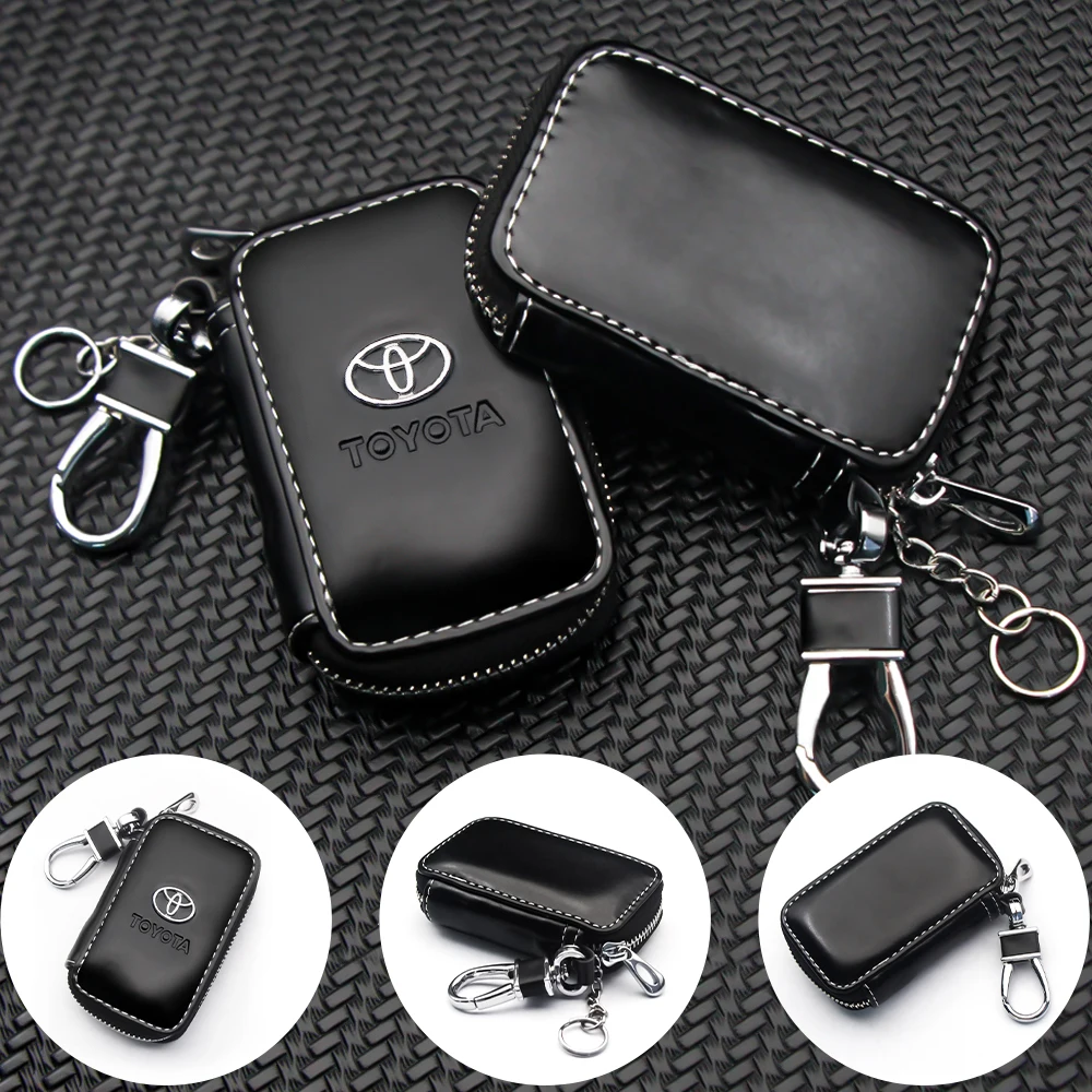 Genuine Leather Key Wallet Car Key Bag Multi-Function Key Case For Toyota Corolla Rav4 Yaris CHR Hilux Camry Prius Highlander