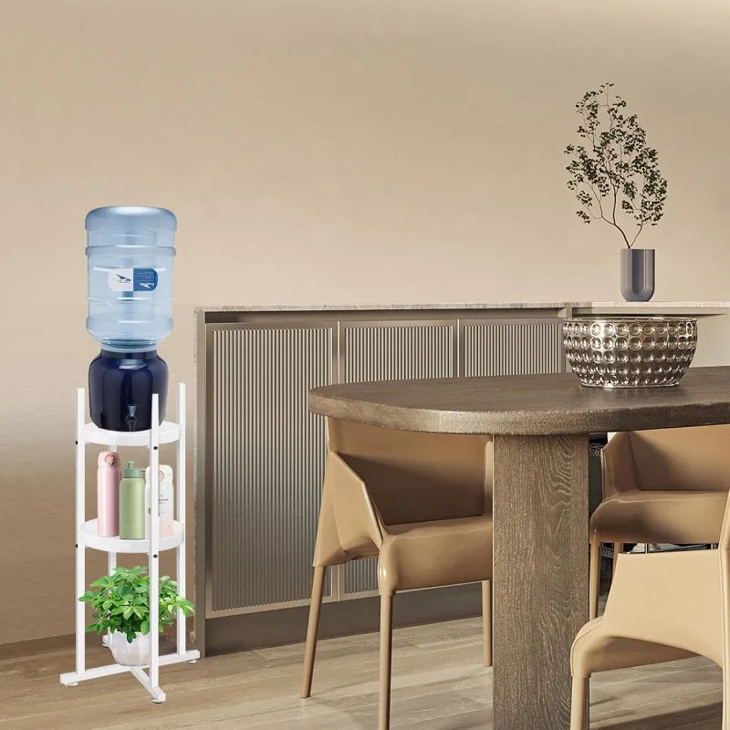 

Water Dispenser Stand Water Stand for 5 Gallon Bottle Water Jug Stand with 2 Round Shelfs