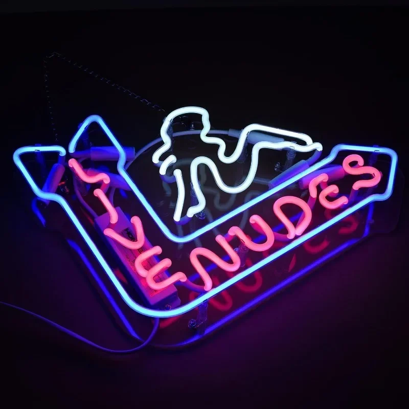 Live Nudes Neon Sign USB Powered LED Man Cave Beer Bar Wall Decor Bedroom Office Hotel Bar Cafe Entertainment Room Sign