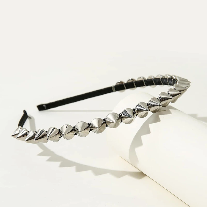 القوطية الشرير مسمار برشام عقال ترصيع المعادن برشام المسامير منفعل رباط شعر بديل موضة أغطية الرأس رصع سبايك للنساء الرجال #3