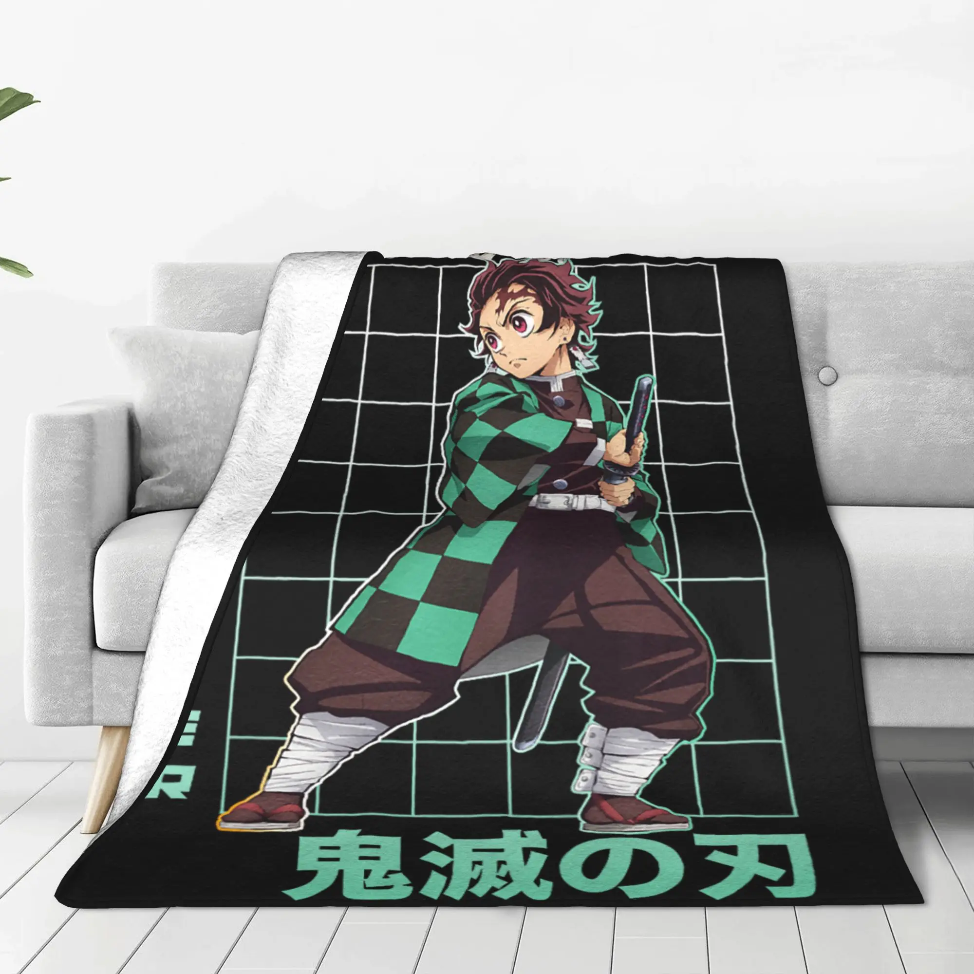 1PC Home Kids Demon Slayers Kimetsu no Yaiba Tanjiro Sword Corps  Blanket Throw Super Cosy Plush Living Room Sofa
