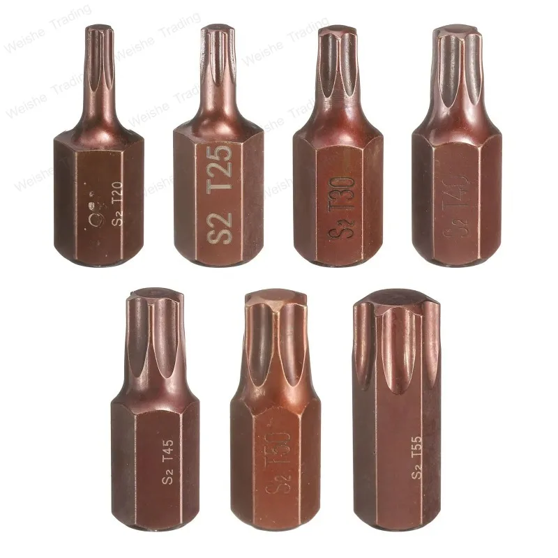 T20 T25 T27 T30 T35 T40 T45 T50 T55 M5 M6 M8 M10 M12 Screwdriver Bit Hex Shank 30mm S2 Steel Security Tamper Proof Head Bit