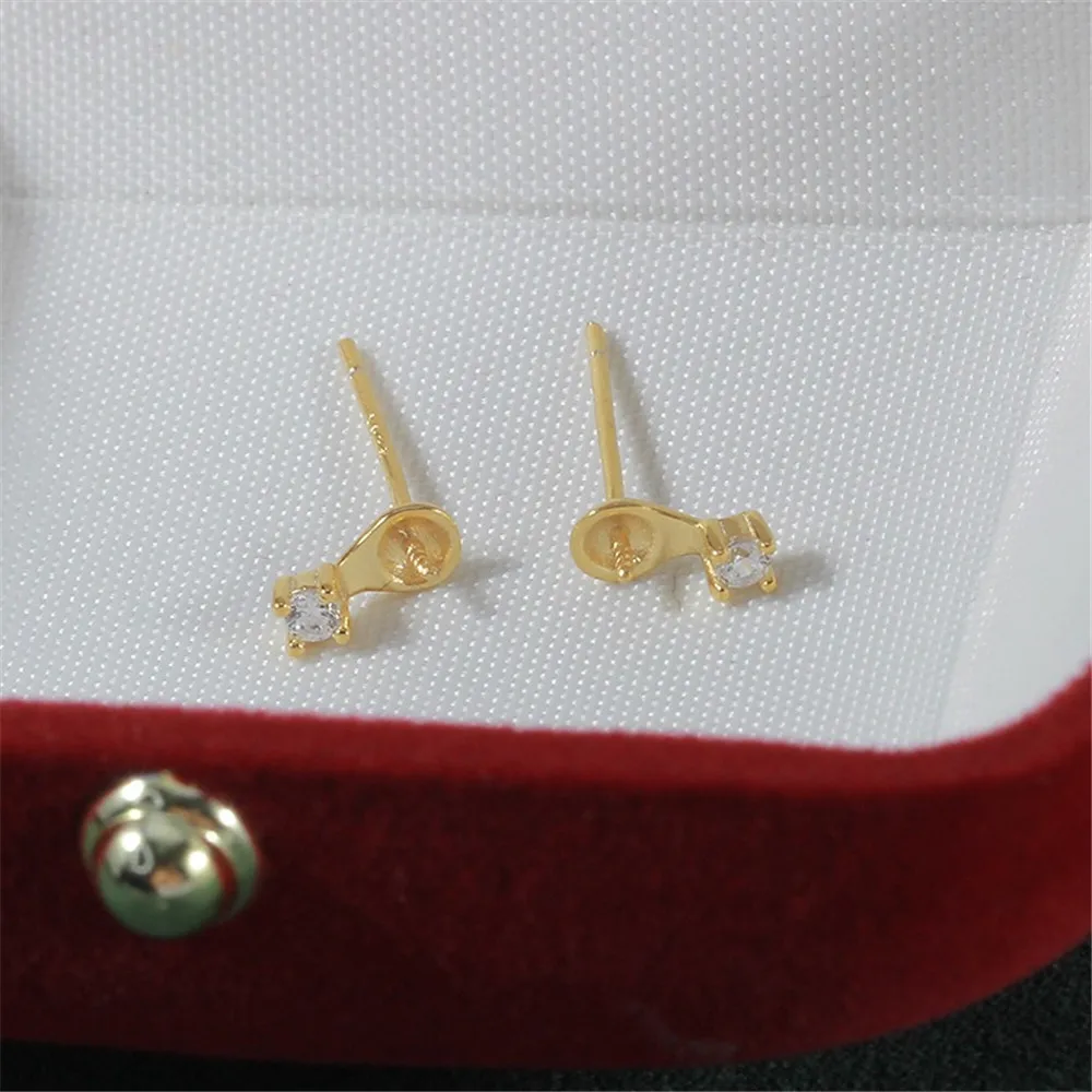 S925 Sterling Silver Pearl Earring Settings DIY Jewelry Making Supplies Blank Earring Posts for Handcrafted Accessories No Pearl
