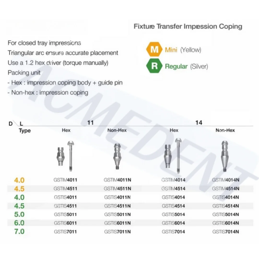 10pcs Fixture Pick Up Dental Transfer Impression Coping vassoio chiuso aperto in lega di titanio adatto a vite di copertura OSS M/R