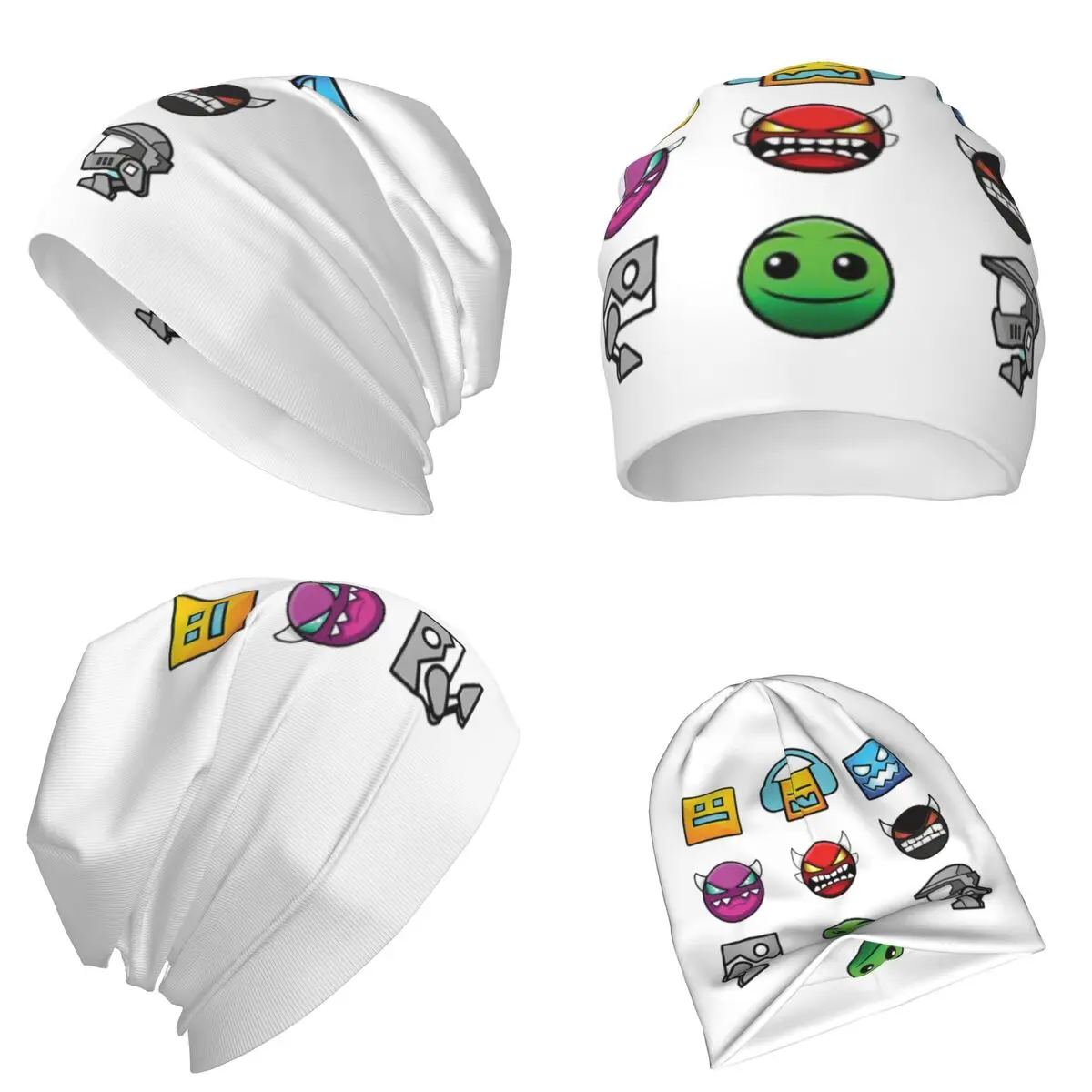 Geometry Dash Warm Knitted Cap Fashion Bonnet Hat Autumn Winter Outdoor Beanies Hats for Men Women Adult
