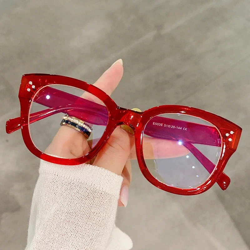 Classic Vintage Anti Blue Light Square Glasses Women For Men Luxury Brand Designer Trend Myopia Prescription Optical Rivet Frame