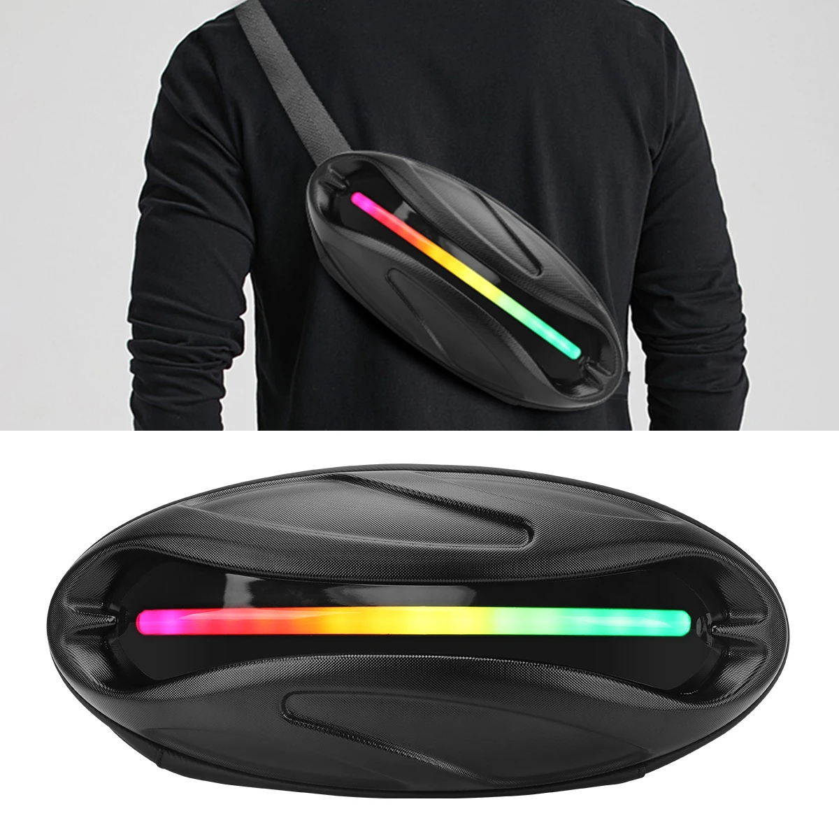 Motorcycle Waist Bag Colorful Dynamic LED Light Bar Smart Display APP Control Motorcycle Riding Cycling Shoulder Bag Waterproof
