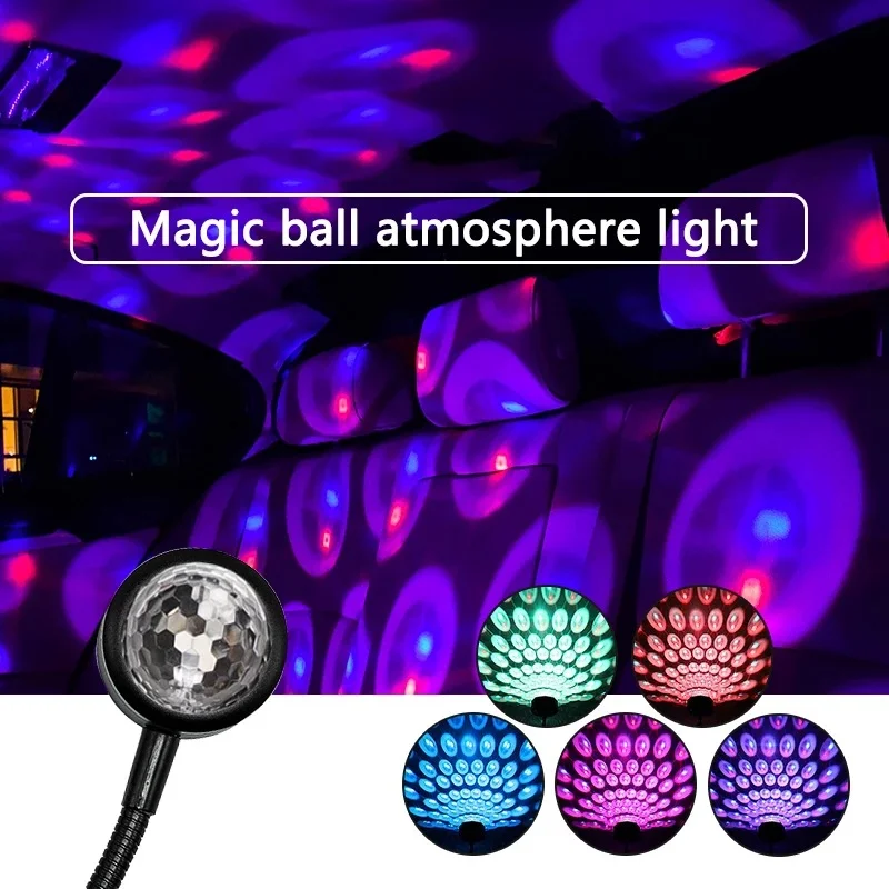 

Светодиодная лампа для дискотеки с USB, мини-диско-шар, RGB, многоцветная, для автомобиля, создания атмосферы, декор для комнаты, волшебный стробоскоп