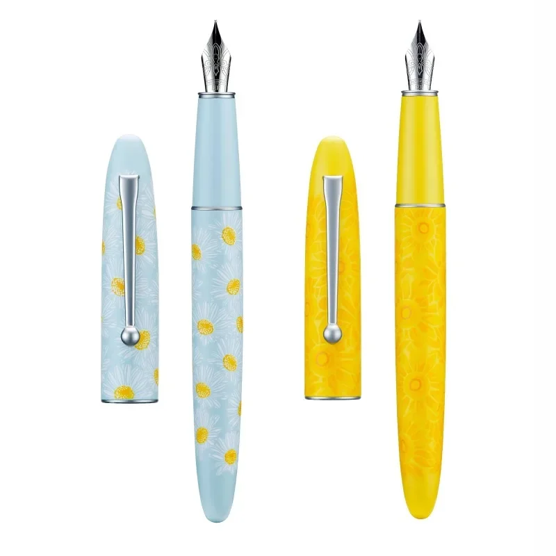 

New Hongdian C3 Acrylic Yellow Fountain Pen EF/F 0.38/0.5MM Nib Writing Ink Pen Calligraphy High-end Retro School Office Gift