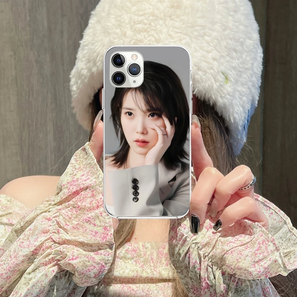 KPOP IU Lee JiEun Mobile Cell Phone Case for iPhone 15 14 13 12 11 X XR XS 8 Pro Max Plus Mini Clear Transparent Cover Shell