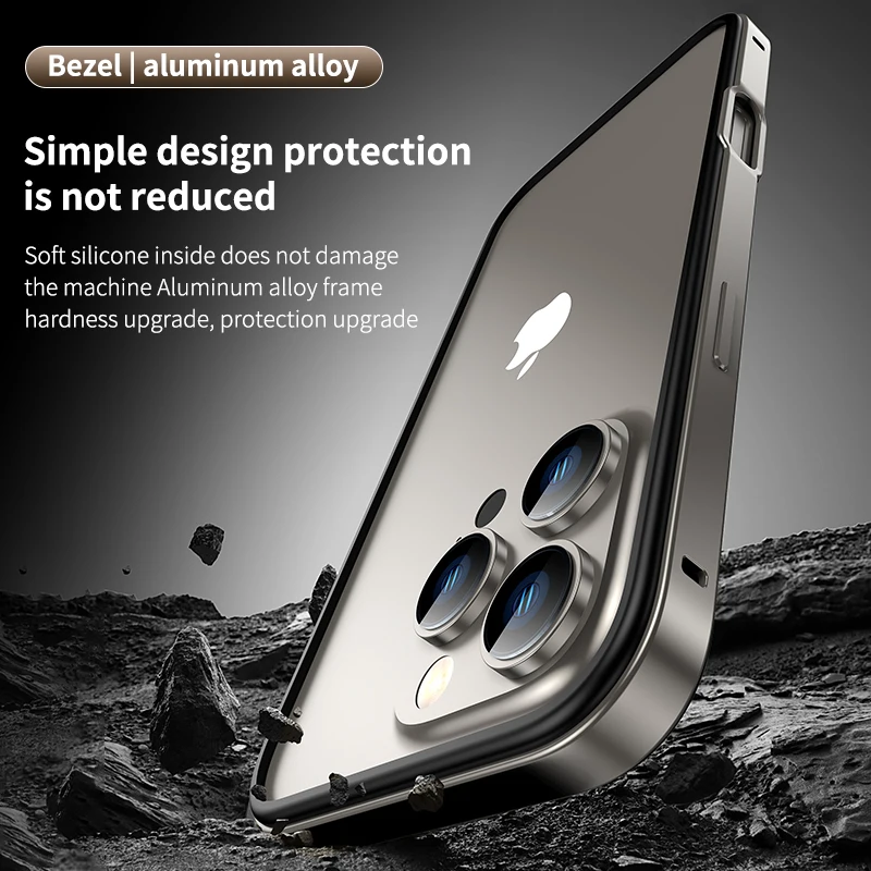 Desert Titanium Bumper Case For iPhone 16 Pro Max 15 Plus 14 16Pro 16Plus 15Pro 14Pro iPhone16 Metal Cover Phone Accessories