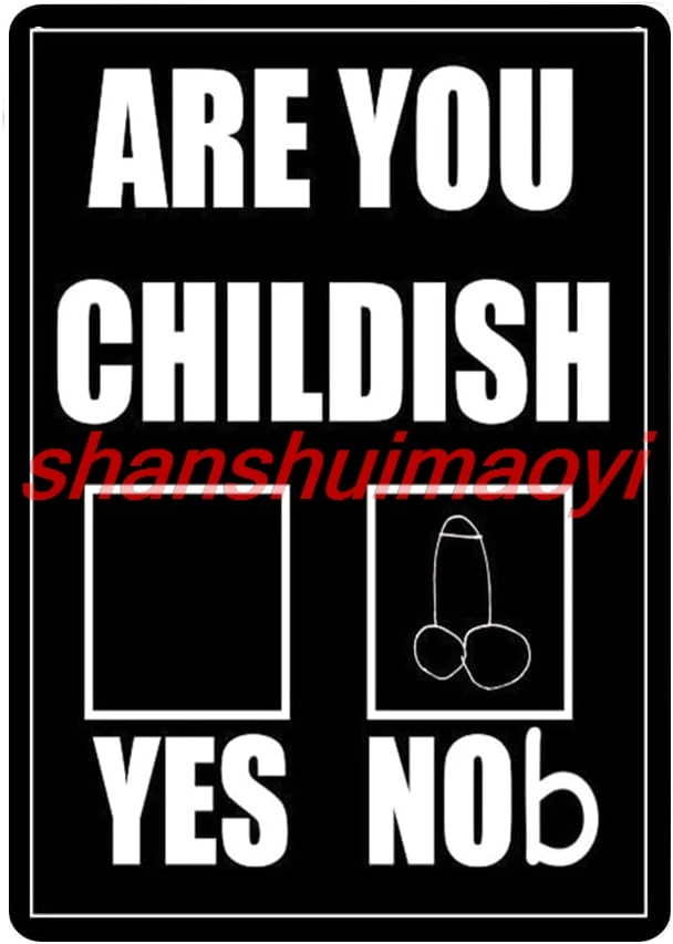 SHANSHUI hildish Yes No Funny Metal Tin Sign Home Office Decorations, Offensive Humor Poster Used for Garden Farm Park Bar G 1pc