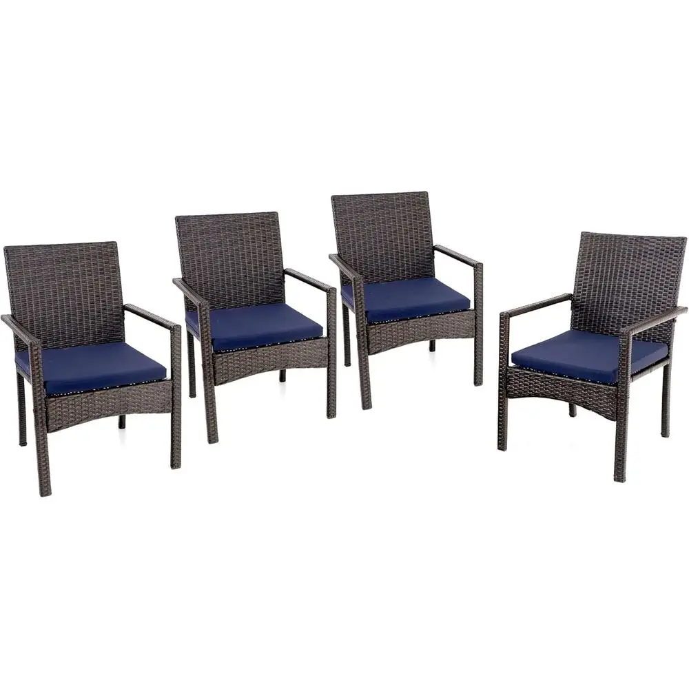 

4-Piece Outdoor Cushioned Rattan Armchairs with Removable Cushions for Patio, Deck, or Porch