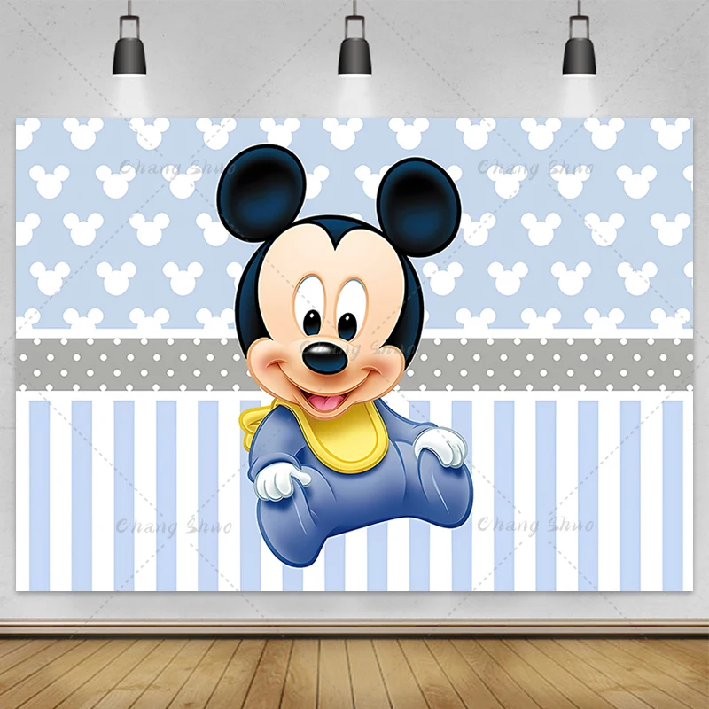 Disney Mickey Mouse and Minnie Photography Backdrop Baby Girl Studio Background Little Princess Photo Cartoon Photozone Banner