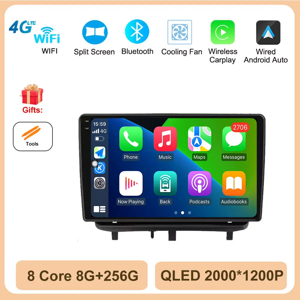 4G Autoradio voor Opel Corsa D 2007-2012 Multimedia Video Player Android 14 Draadloze Carplay Qled Scherm DSP Stereo GPS Navi
