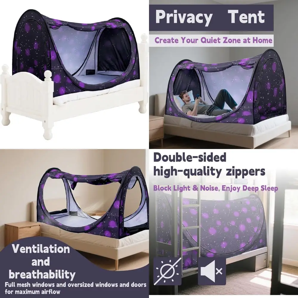 

Twin Size Indoor Pop-Up Bed Tent with Four Doors and Mosquito Netting for Privacy and Comfort