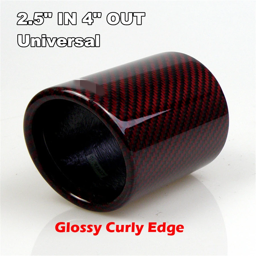 1 Piece 101mm Universal Red Twill Carbon Fiber Cover Crimping Car Exhaust Muffler Pipe Tip Case