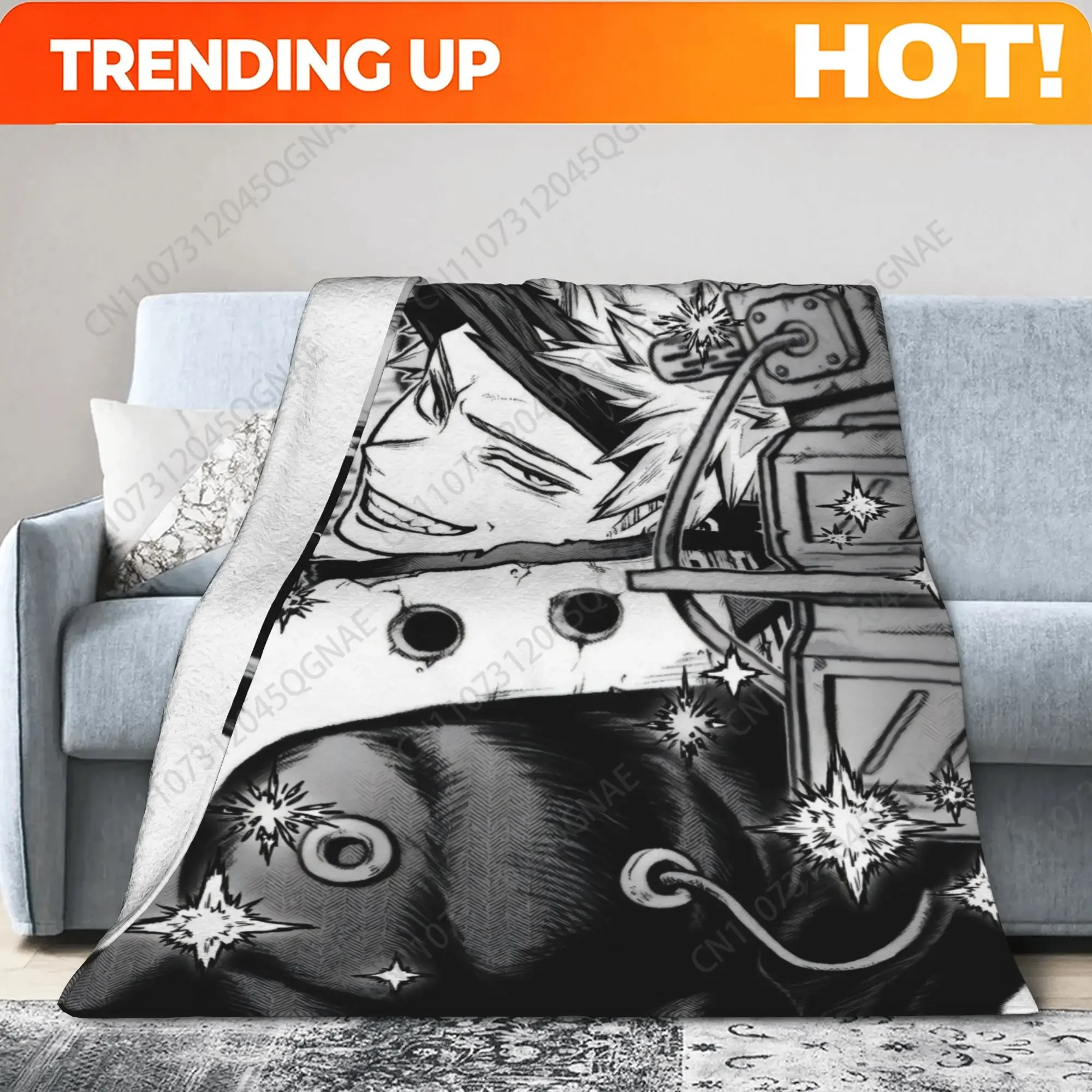 Custom Bakugou Katsuki Anime Printed Lightweight Fleece Blanket - Soft Warm Flannel, 59.06x78.74inch, All-Season Use, Modern Sty
