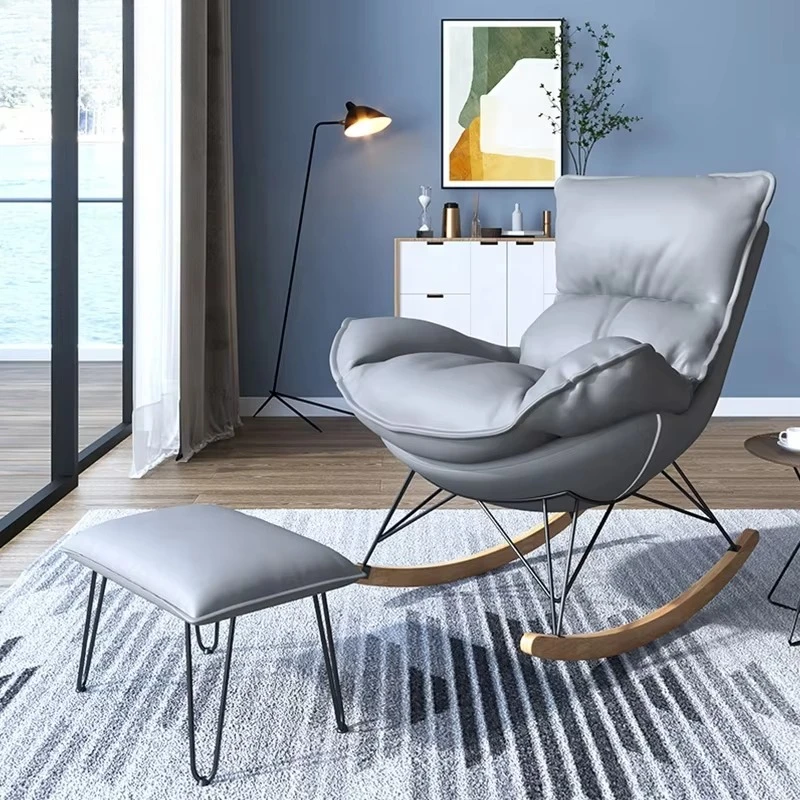 

Manufactures Balcony Modern Comfortable Wooden Iron Velvet Rocker Adult Rocking Chair for Living Room