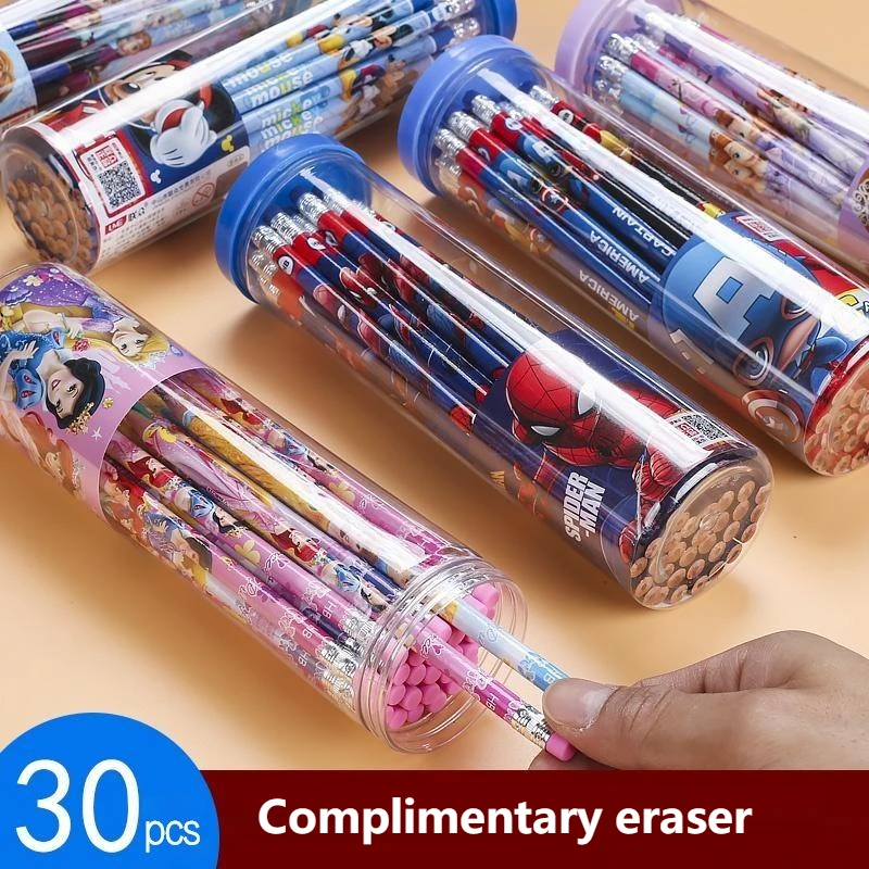 Disneyhb Anime Pencil Primary School Students Writing Pen Aisha Mickey Barrel With Eraser Headchildren Cartoon Write Supplies