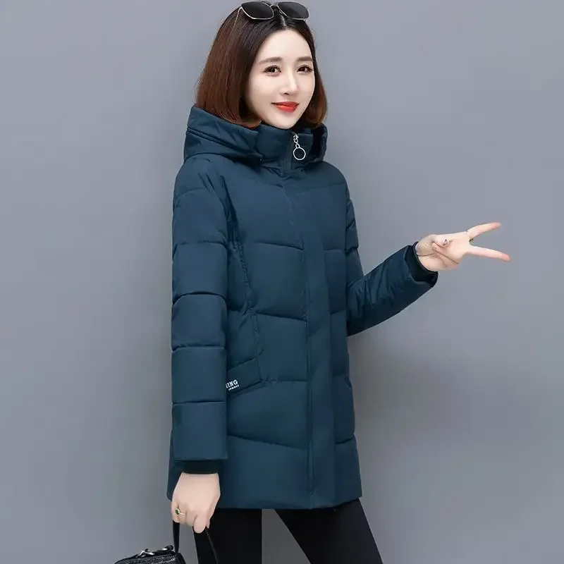 Down Jacket Downcotton Padded Coach Women\'s Medium length 2024 Winter New Style Thickened Cotton Jacket Loose fit Warm Down Coat