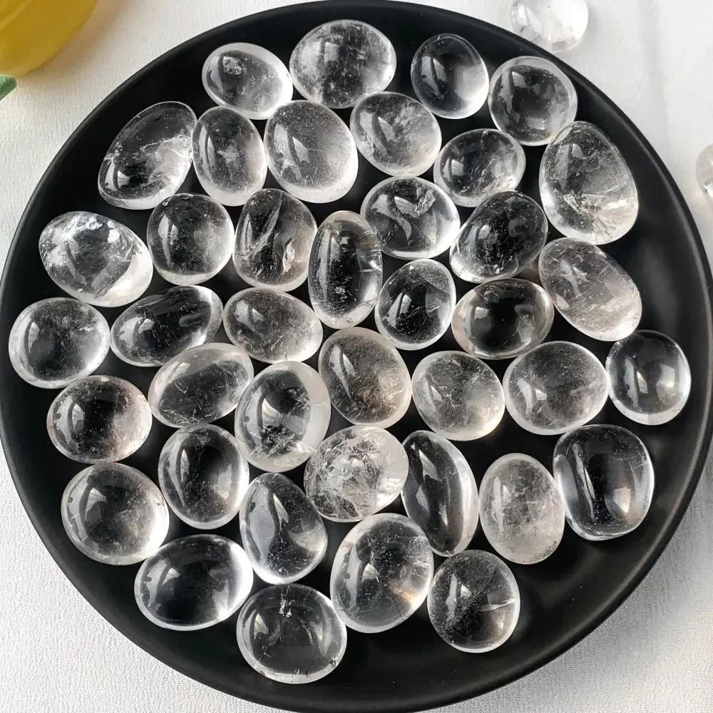 200g/7.05oz tural White Clear Quartz Tumbled Stones Polished Transparent Gemstones Aquarium Gravel Wishing Bottles Plant Fillers
