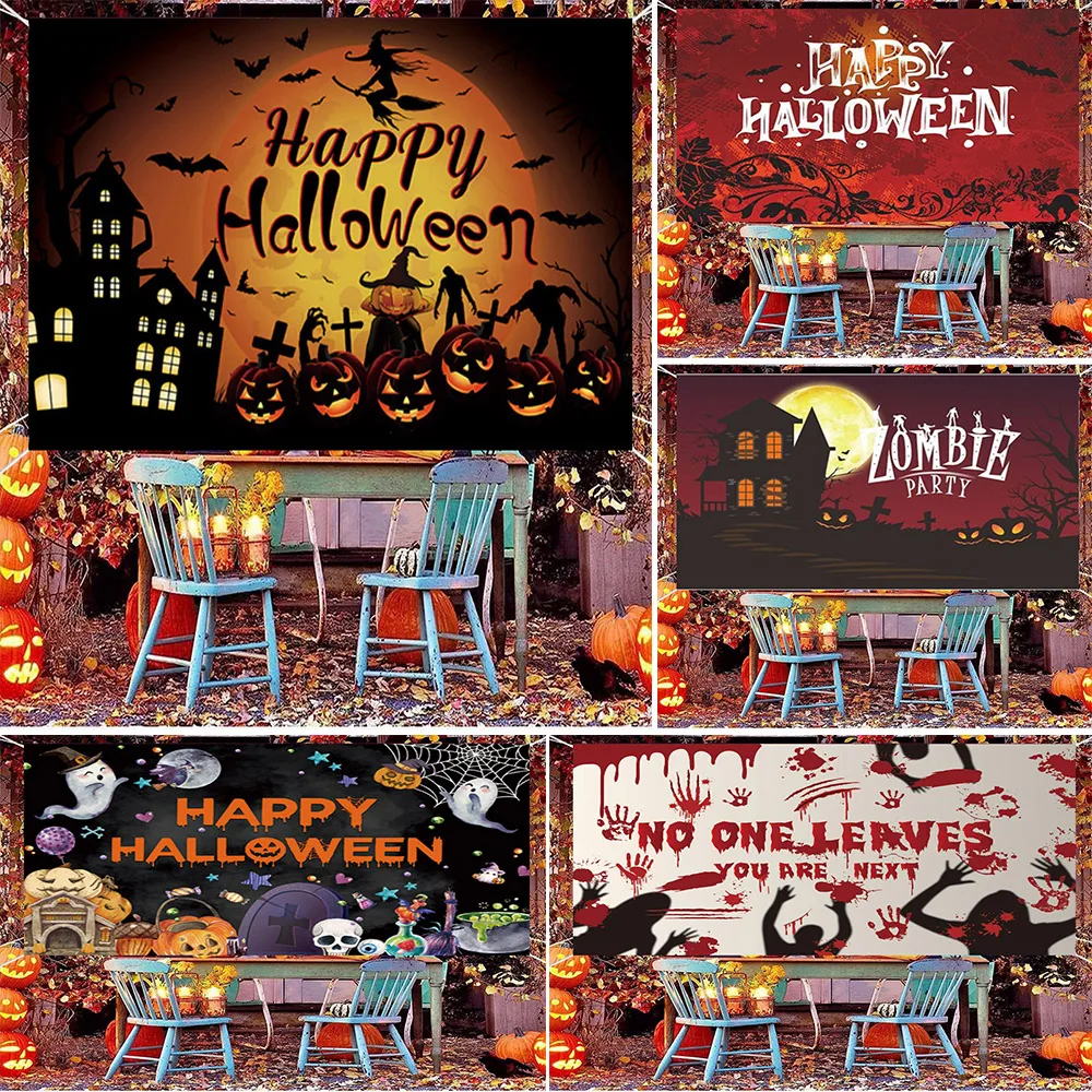 

Cartoon Horror Pumpkin Bat Theme Atmosphere Halloween Party Theme Special Banner Background Home Decoration Photography Props