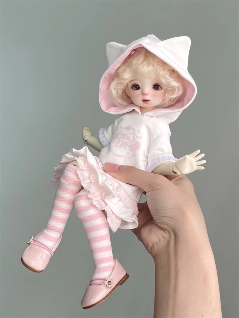 Roupas de boneca bjd adequadas para tamanho 1/6, conjunto de roupas de moletom de gato fofo, acessórios de boneca (1 pontos)