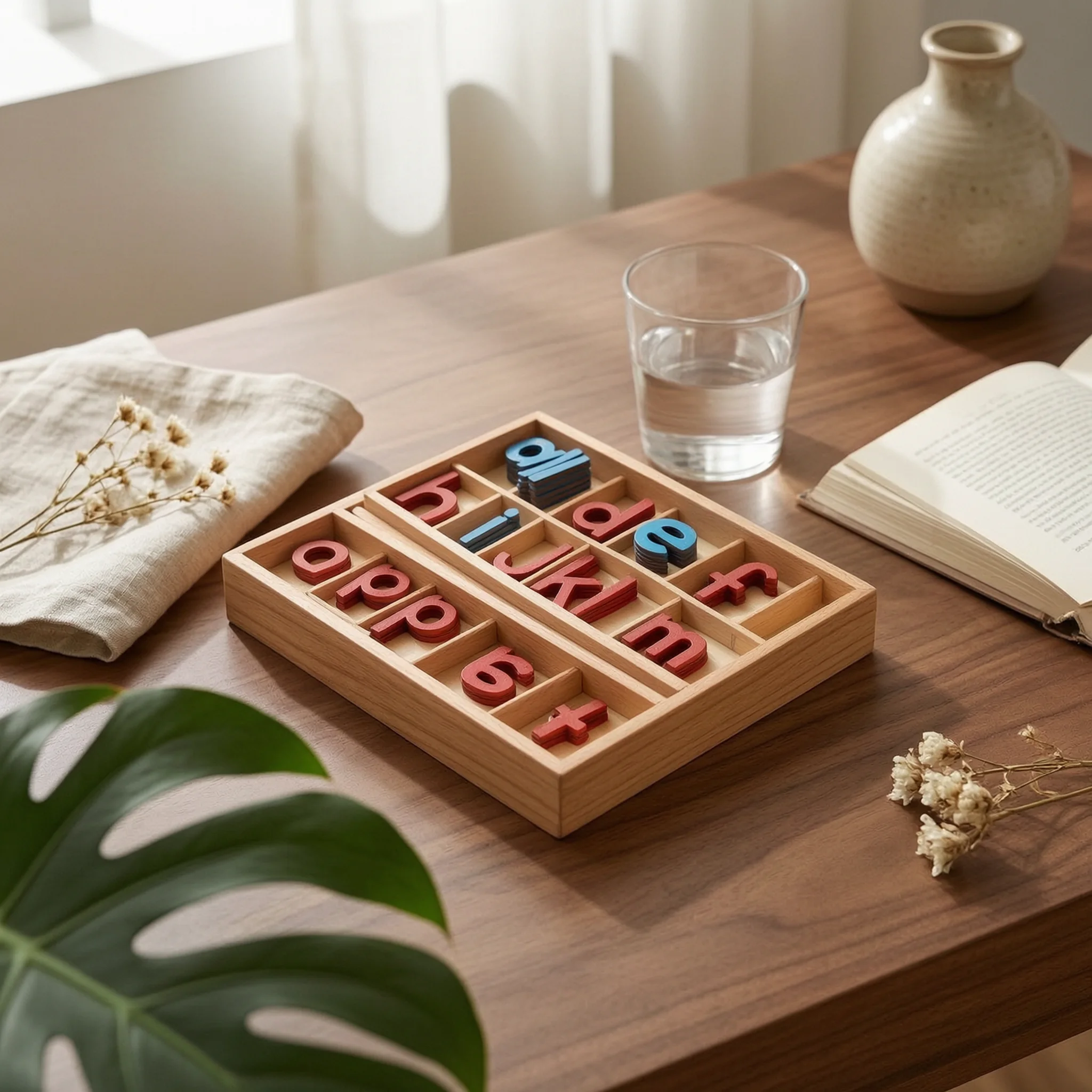 Movable Alphabet with Trays Hands-on Learning Movable Alphabet Letter Set Tactile Educational Toy Thick for Preschoolers
