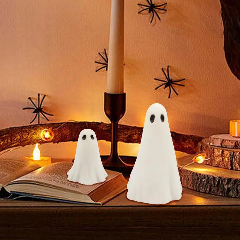 White Ghost Decor Resin Table Figurines for Halloween 2X Funny Festival Statue White Decorative Sculpture for Gardens Sidewalks