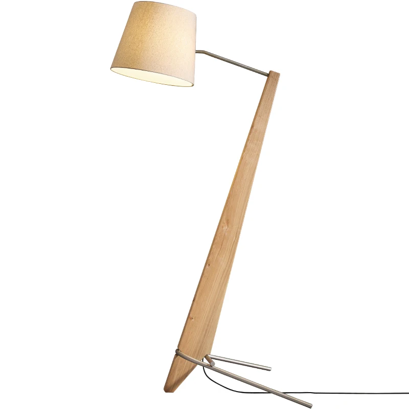 Nordic living room sofa bedroom study fishing floor lamp creative sculpture wabi sabi solid wood