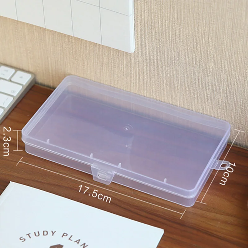 1Pcs Transparent Stationery Pen Stickers Plastic Storage Box Classification Snap Organizer Desktop Container Craft Art Tool Case