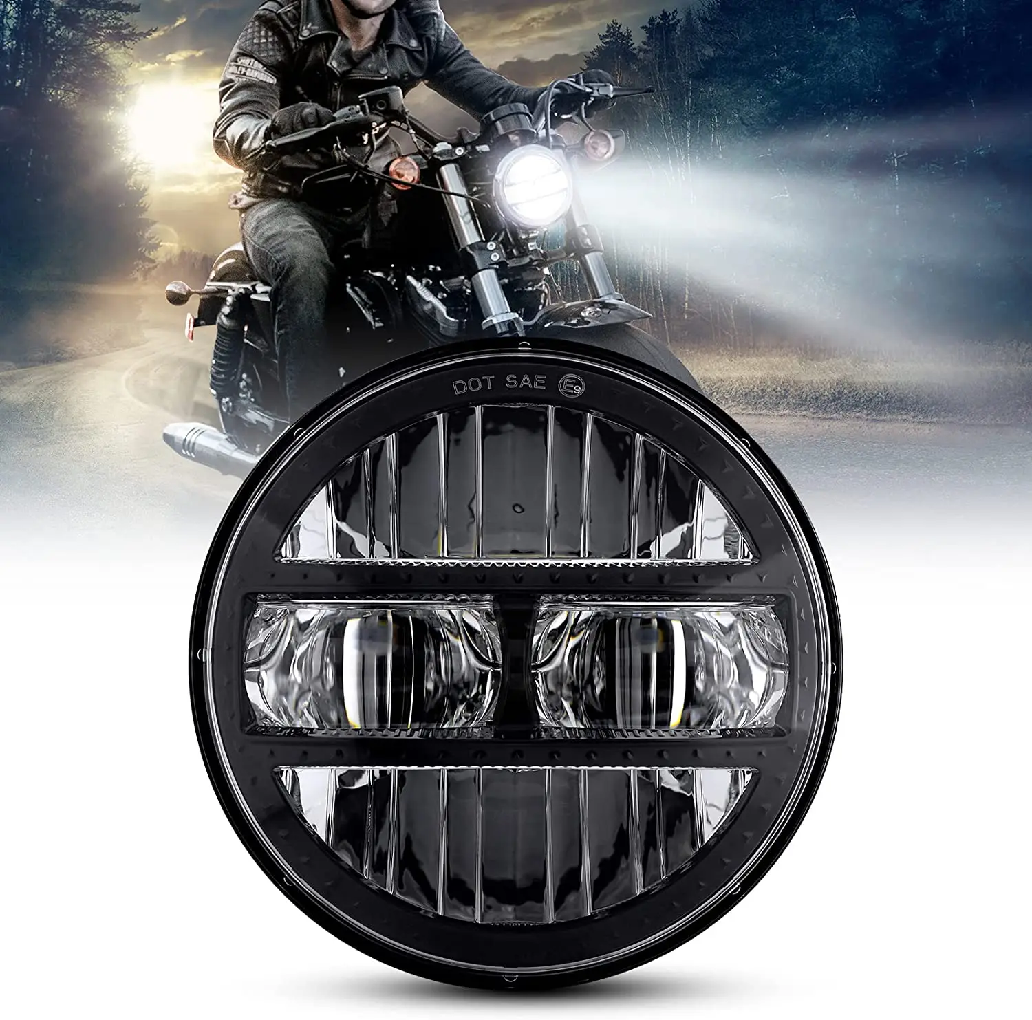 

5.75 Inch LED Headlight LED Projector Headlights For Sportster Iron 883 Street BOB Low Rider Super Wide Headlamp Driving Lights