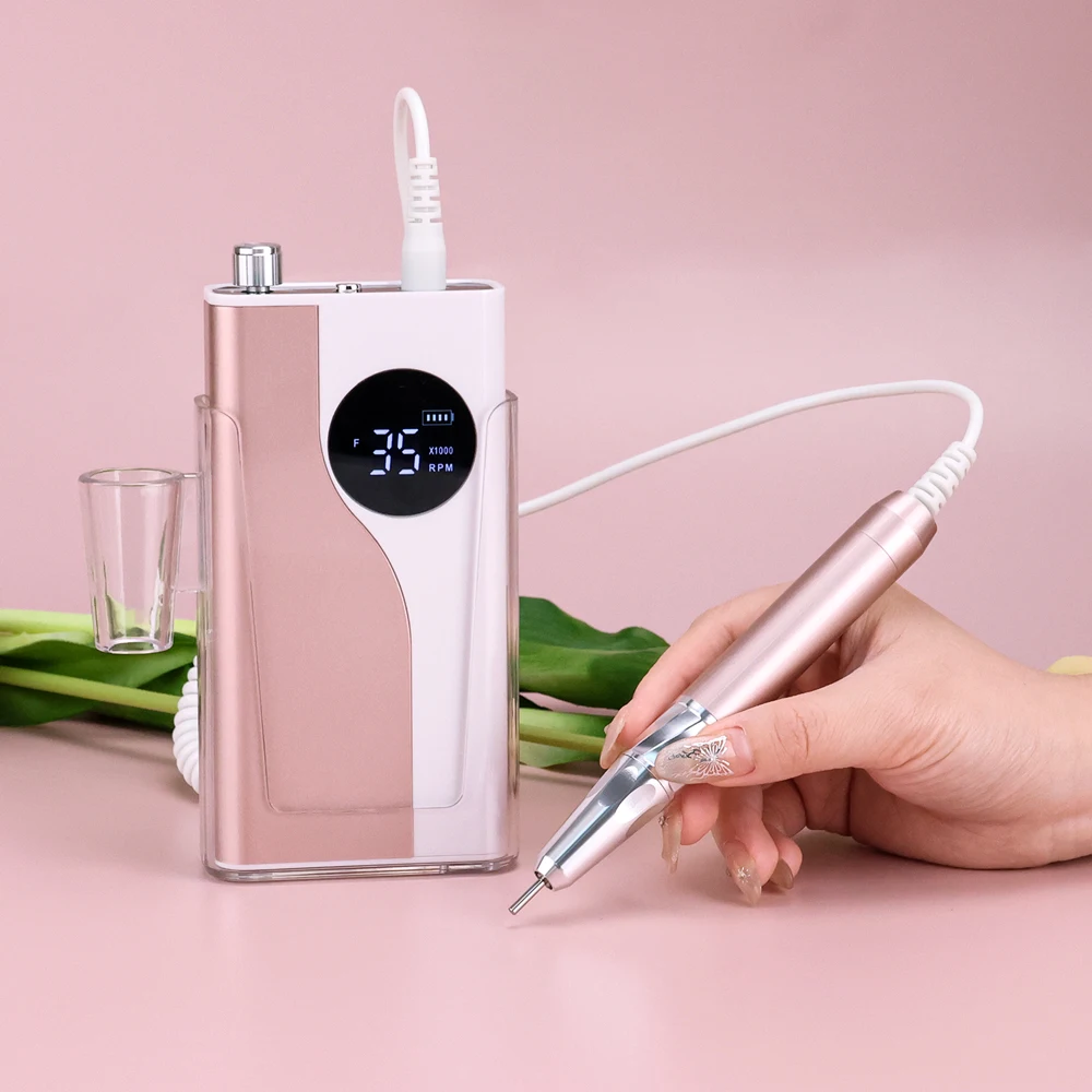 35K Brushless 85W Cordless Nail Drill Machine 35000RPM Portable Rechargeable Manicure Mixed Colors Electric Nail File Drill