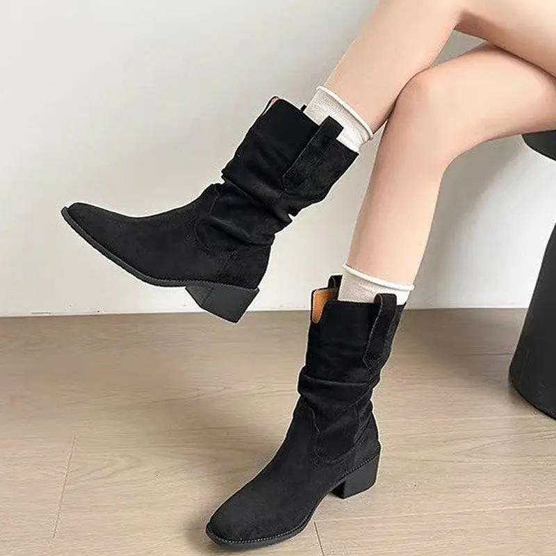 

2025 Autumn Winter New Woman Trend Ankle Boots Fashion Korean Style Soft Bottom Anti-slippery Versatile Catwalk Princess Shoes