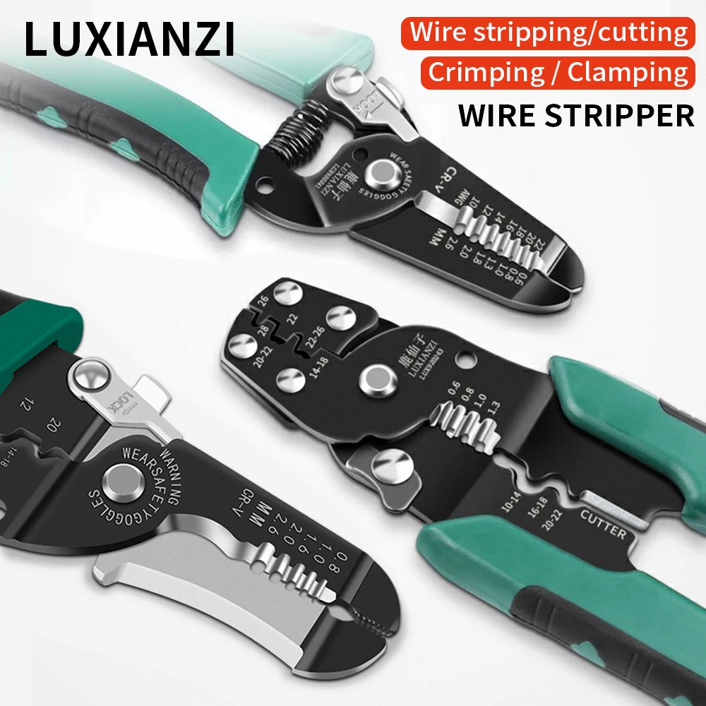 

LUXIANZI Electrician Crimping Stripping Wire Plier Multifunctional Cutter Crimper Hand Tool Peeler Nippers Professional Stripper