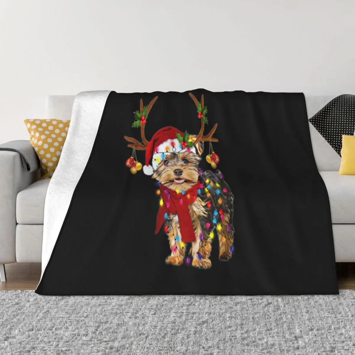 Yorkshire Terrier Gorgeous Reindeer Christmas Beautiful Hot Sale On Sale Youth Steampunk Rock Throw Blanket