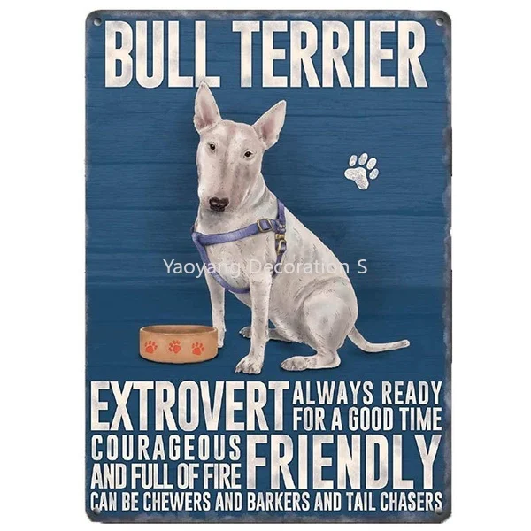 

Bull Terrier Dog Tin Sign art wall decoration,vintage aluminum retro metal sign