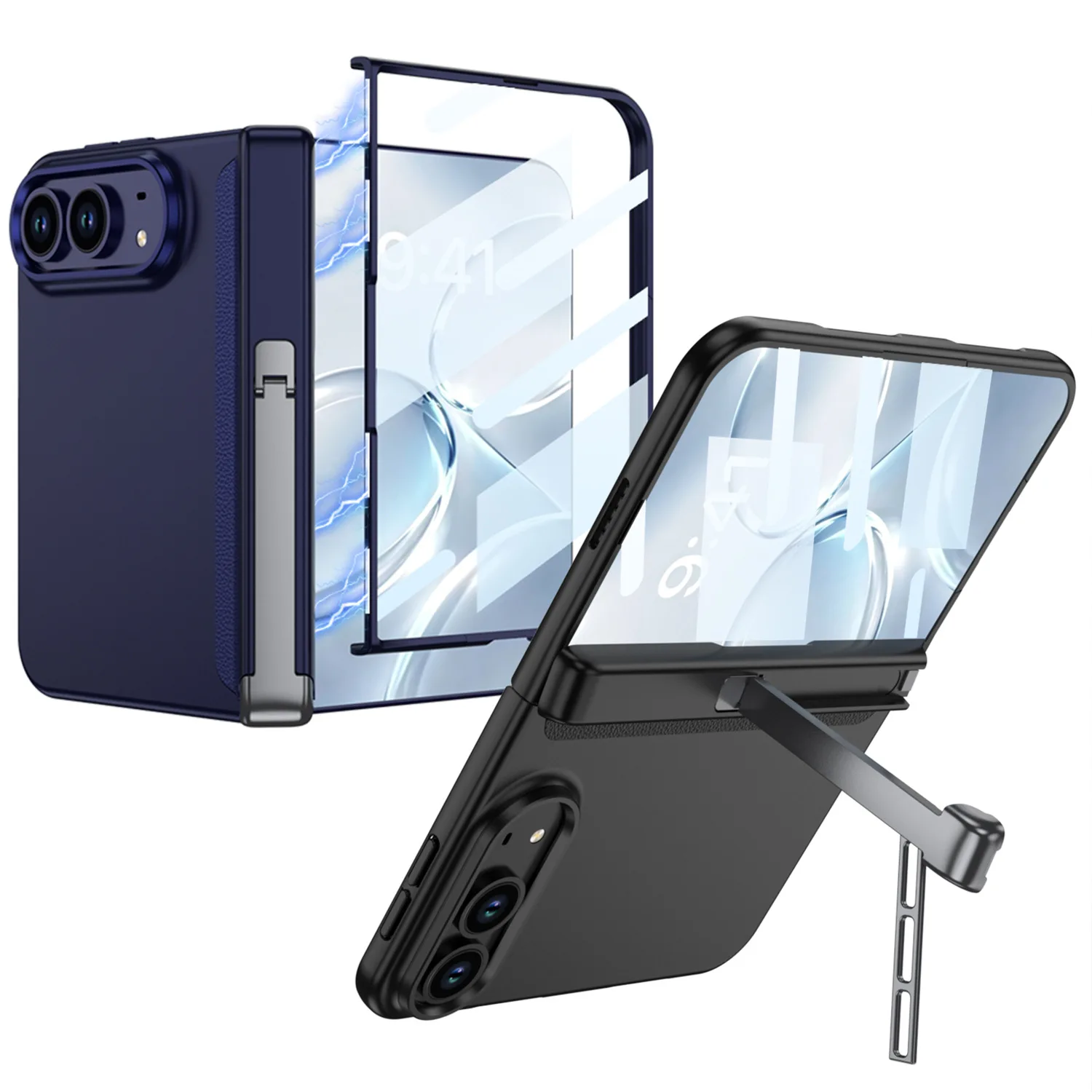 Foldable Side Hinge Stand Holder Phone Case for iPhone Duo 18 Fold 18Ultra Full-Cover Skin-Like Texture Shockproof Cover