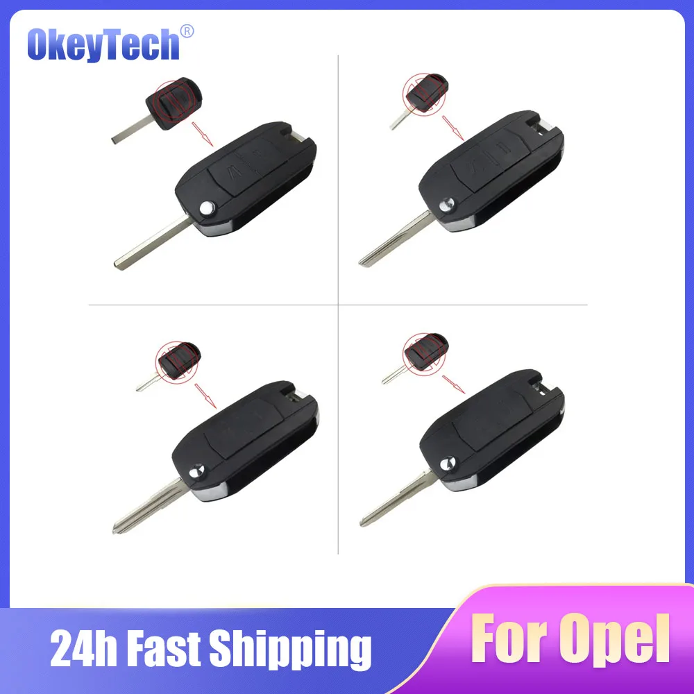 

2 Buttons Modified Folding Flip Remote Car Key Shell For Vauxhall Opel Corsa Agila Meriva Combo HU100 HU43 Right and Left Blade